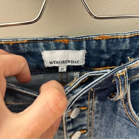 We Wore What Blue High Rise Button Fly Jean Distressed - Picture 6 of 6